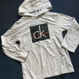 CALVIN KLEIN JEANS Kid’s Gray/White Striped Long Sleeve Tee Size 6